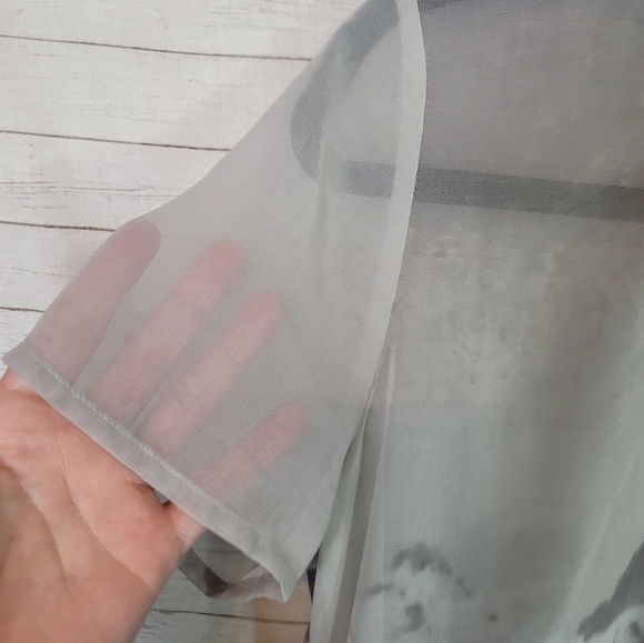 MAISON SCOTCH SHEER SHORT SLEEVE MOUNTAIN SCENE BLOUSE, SZ 6 - Picture 12 of 14